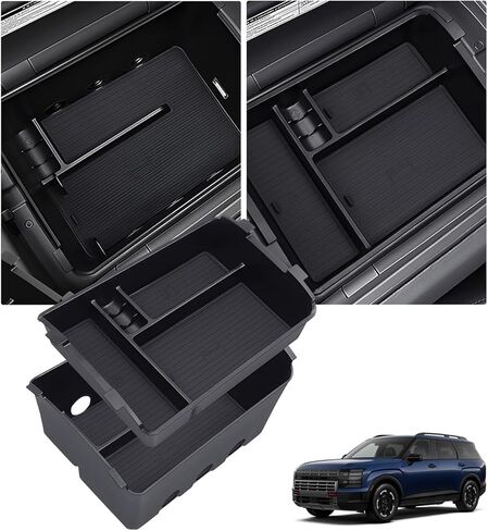 صندوق تخزين صينية تنظيم وحدة التحكم المركزية لسيارة Jeep Wagoneer/L & Jeep Grand Wagoneer/L 2022-2026 (فقط بدون صندوق تبريد ولا يناسب Wagoneer S)، صينية إدخال مسند الذراع للملحقات الداخلية، أسود in Kuwait