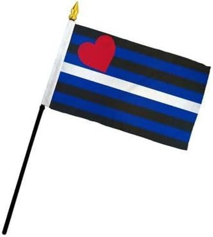 AES Small 4" x 6" 4x6 inch Leather Pride Hand DESK Flag Polyester Material Stitched Edges 11" Plastic Stick Flag Hand Held Mini Small Stick Flags in Kuwait