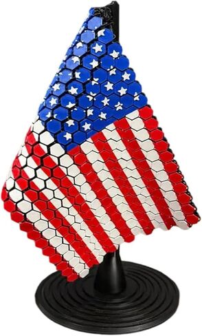 Flag Chain Mail Patriotic Desk Decor, 3D Printed American Flag Desktop Decor, 250th Anniversary Independence Day Table Decorations, Military Veteran Gift for Home Office Man Cave (2PC) in Kuwait
