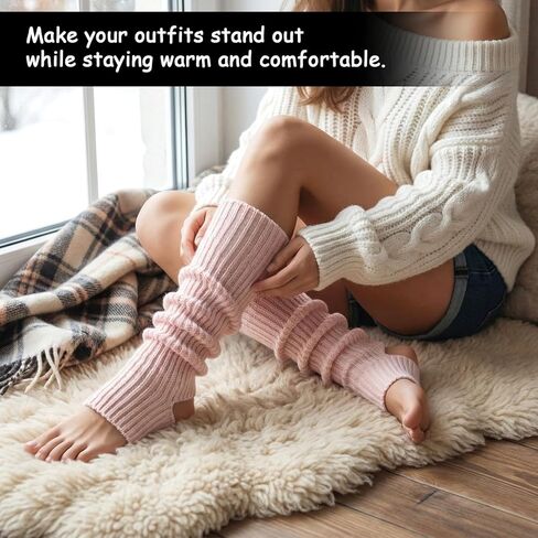 Lusofie Ballet Leg Warmers Knitted Open Heel Stirrup Design Leg Warmers for Women Ballet Yoga Dance, Multiple Colors in Saudi Arabia