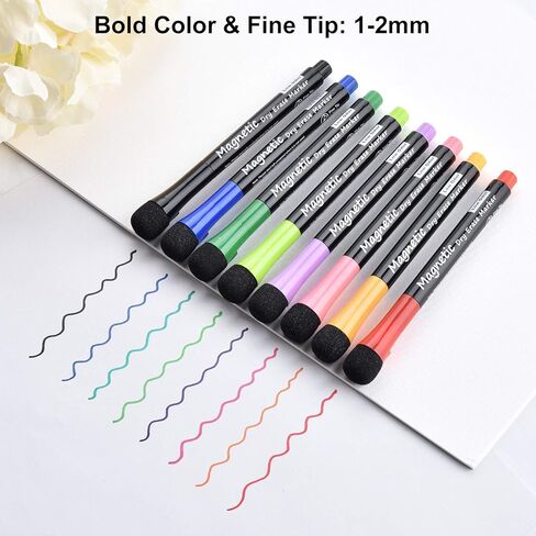 Magnetic Dry Erase Markers, (8 Pack) Dealkits Low Odor White Board Markers Whiteboard Markers with Erasers for Kids Teacher Supplies for Classroom Work on White Board, Calender, Fine Tip Point in Saudi Arabia