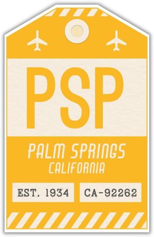 ملصق بطاقة الأمتعة PSP Palm Springs California / ملصق الأمتعة رمز المطار / ديكور سفر قابل للتجميع / تصميم مستوحى من الطراز القديم (أسود) in Kuwait