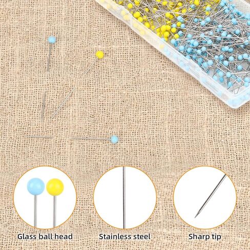500 PCS Straight Pins, Glass Ball Head Quilting Pins 1.75inch, Sewing Pins for Fabric, Stainless Steel Dressmaker Pin for Sewing, Crafting, Jewelry Making in Saudi Arabia