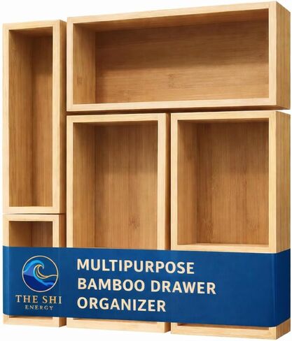 5-Piece Bamboo Drawer Organizer Set – Versatile Storage Trays for Kitchen, Bathroom, Office, Makeup, Jewelry & More – Drawer Dividers, Utensil Organizer & Storage Bin Set (5 Pieces) in Kuwait