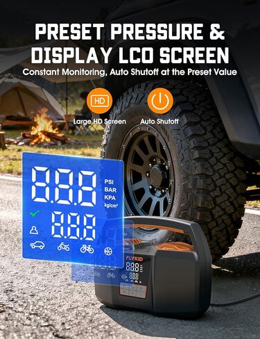 Tire Inflator Portable Air Compressor,DC 12V Heavy Duty Air Pump for Car Tires with LCD Digital Gauge & Emergency LED Light,150psi Portable Tire Inflator for Car,Light Truck,SUV Tires,Motorcycles Etc in Saudi Arabia