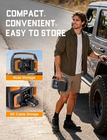 Tire Inflator Portable Air Compressor,DC 12V Heavy Duty Air Pump for Car Tires with LCD Digital Gauge & Emergency LED Light,150psi Portable Tire Inflator for Car,Light Truck,SUV Tires,Motorcycles Etc in Saudi Arabia