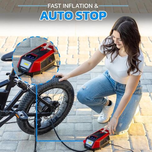 Bullseye 12V DC Car Tire Inflator Portable Air Compressor - Rapid 2 Minute Inflation, Auto Shut-Off, Max 150 PSI, Easy Cord Storage, Digital Pressure Gauge, Works For Bikes, Motorcycles, Inflateables in Saudi Arabia