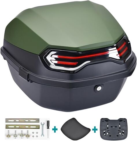 Universal Motorbike Top Cases, Motorcycle Tour Tail Box Scooter Moped Trunk Luggage Top Case for Helmet Storage, Lockable Waterproof Carrier Hard Plastic Case,Red in Saudi Arabia