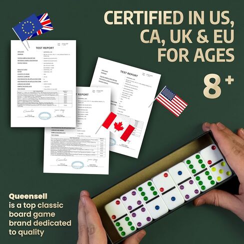 Queensell Dominos Set for Adults and Kids with Colored Dots – Double 6 Dominoes Set – Classic Board Game for Kids and Adults – Double Six Standard Dominos Set with 28 Tiles in Saudi Arabia