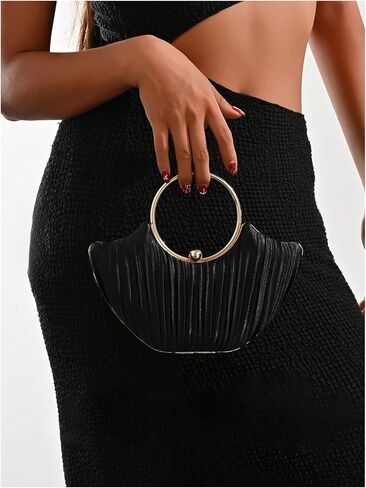 Verdusa Women's Seashell Shaped Top Handle Evening Bag Dressy Pleated Crossbody Bags in Saudi Arabia