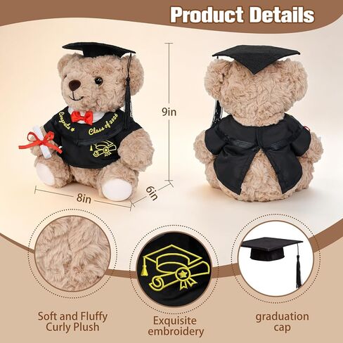 2026 Graduation Bear Gifts,9 Inch Soft Plush Teddy Bear with Black Cap & Graduation Gown & Diploma,Kindergarten Preschool High School College Graduation Gifts Bear for Her Him Women Men Boys Girls Kid in Saudi Arabia