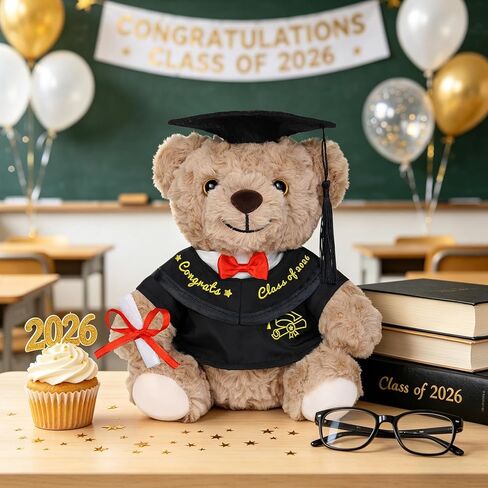 2026 Graduation Bear Gifts,9 Inch Soft Plush Teddy Bear with Black Cap & Graduation Gown & Diploma,Kindergarten Preschool High School College Graduation Gifts Bear for Her Him Women Men Boys Girls Kid in Saudi Arabia