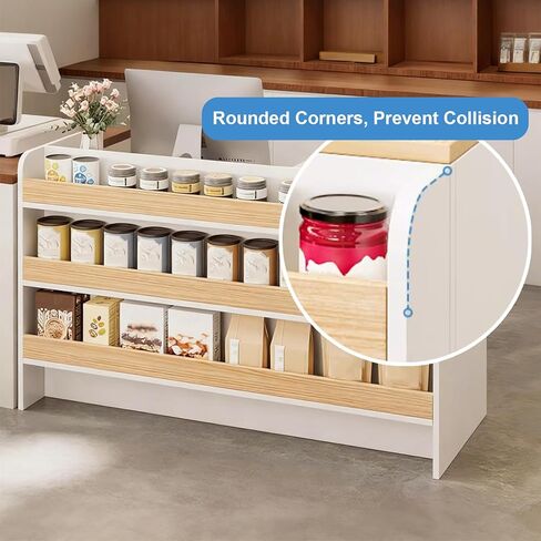 Reception Desk, Retail Counter with Outer Display Shelf & Lockable Drawer, Modern Front Desk Reception Room Table, Checkout Table for Lobby, Shop, Home Office (Left Hand Cabinet, 39.37 in) in Saudi Arabia
