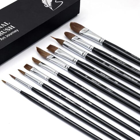 Watercolor Paint Brushes, 10PCS Professional Horsehair Watercolor Brushes for Adults Canvas Water Color Fabric, Artist Acrylic Paint Brush for Acrylics Painting Water Color Oil Gouache Ink in Saudi Arabia