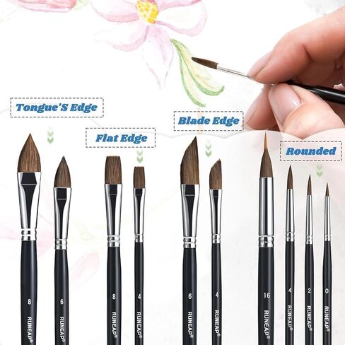 Watercolor Paint Brushes, 10PCS Professional Horsehair Watercolor Brushes for Adults Canvas Water Color Fabric, Artist Acrylic Paint Brush for Acrylics Painting Water Color Oil Gouache Ink in Saudi Arabia