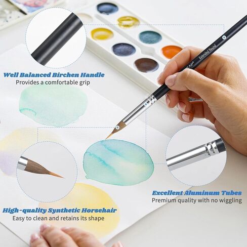Watercolor Paint Brushes, 10PCS Professional Horsehair Watercolor Brushes for Adults Canvas Water Color Fabric, Artist Acrylic Paint Brush for Acrylics Painting Water Color Oil Gouache Ink in Saudi Arabia