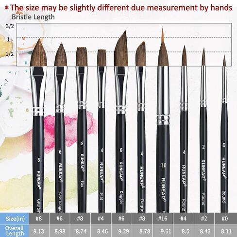 Watercolor Paint Brushes, 10PCS Professional Horsehair Watercolor Brushes for Adults Canvas Water Color Fabric, Artist Acrylic Paint Brush for Acrylics Painting Water Color Oil Gouache Ink in Saudi Arabia