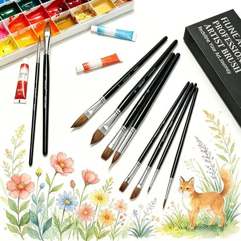 Watercolor Paint Brushes, 10PCS Professional Horsehair Watercolor Brushes for Adults Canvas Water Color Fabric, Artist Acrylic Paint Brush for Acrylics Painting Water Color Oil Gouache Ink in Saudi Arabia