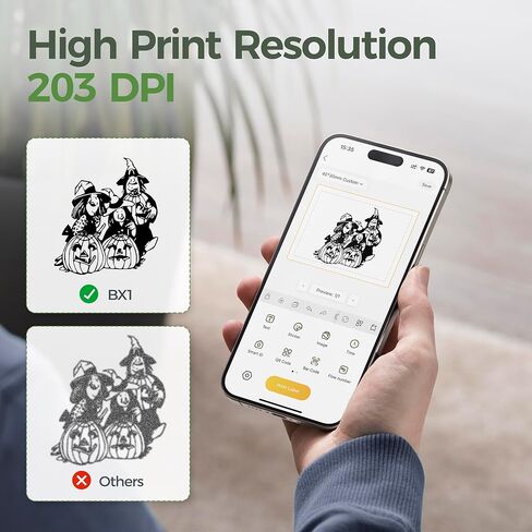 ماكينة صنع الملصقات Joysea BX1 مع شريط، صانع ملصقات بلوتوث 2 بوصة، طابعة ملصقات حرارية محمولة مع قوالب متعددة للأعمال الصغيرة والمكتب والمنزل والمدرسة (أخضر، 1 ملصق + 1 ملصق لفة) in Kuwait