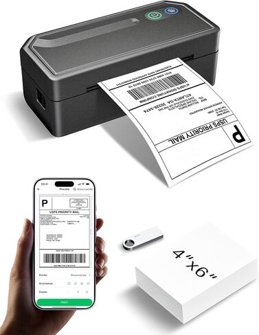 Shipping Label Printer 4x6 Bluetooth Thermal Label Printer for Small Business, Warehouse or Home Office, Compatible with Windows iOS Android Mac, USPS Amazon Etsy in Saudi Arabia