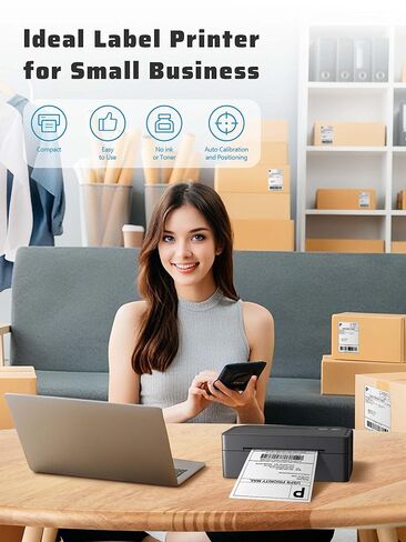 Shipping Label Printer 4x6 Bluetooth Thermal Label Printer for Small Business, Warehouse or Home Office, Compatible with Windows iOS Android Mac, USPS Amazon Etsy in Saudi Arabia