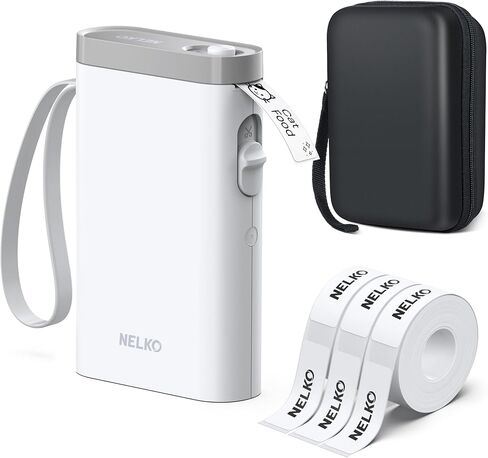 Nelko Label Maker Machine with Tape, P21 Bluetooth Label Printer with 3 Tapes & Case, Wireless Mini Label Makers with Multiple Templates Icon Font Custom for School Office Home, White in Saudi Arabia