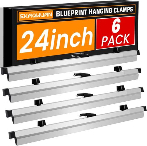 Blueprint Hanging Clamps 24 Inch, Pack of 6 Aluminum Adjustable Binding Strips with Wing Knob Nuts, Architectural Drawing Storage Organizer for Poster, Plans & Maps in Saudi Arabia