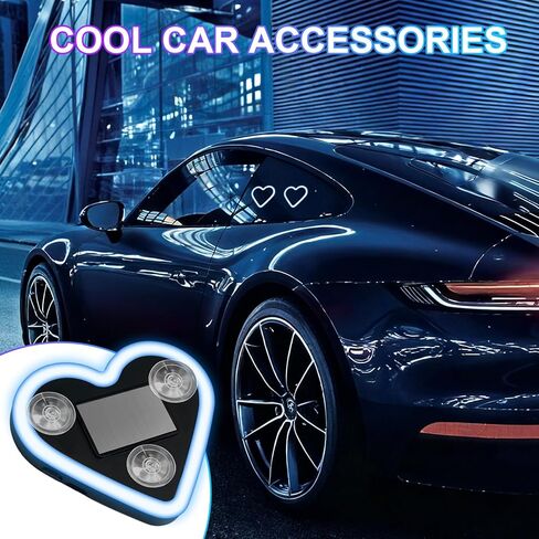 ضوء نيون LED على شكل قلب | قابلة للشحن بالطاقة الشمسية و USB | عبوة من قطعتين من المصابيح الداخلية للسيارة باللون الأزرق مع أكواب شفط | 40 مصباح LED عالي السطوع لإضاءة السيارة المحيطة، 5 أوضاع in Kuwait