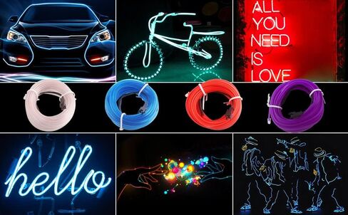 ABALDI El Wire Neon Light Car Interior LED Lights, Ambient Lighting Kits for Xmas Halloween Christmas Car Decoration(5m/16ft, Ice Blue) in Saudi Arabia