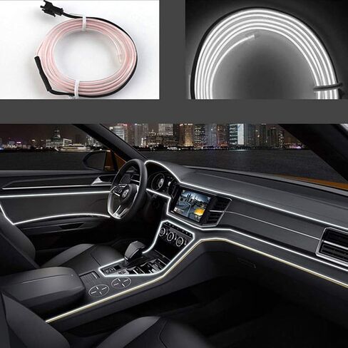 ABALDI El Wire Neon Light Car Interior LED Lights, Ambient Lighting Kits for Xmas Halloween Christmas Car Decoration(5m/16ft, Ice Blue) in Saudi Arabia
