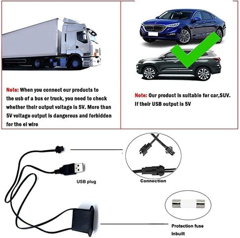 ABALDI El Wire Neon Light Car Interior LED Lights, Ambient Lighting Kits for Xmas Halloween Christmas Car Decoration(5m/16ft, Ice Blue) in Saudi Arabia
