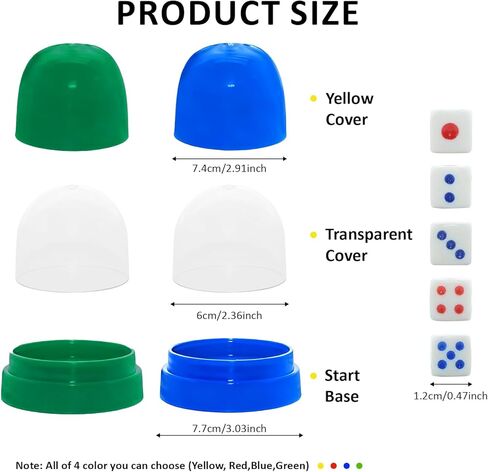 Dice Cup with Lid – 2 Pack Transparent Shaker Set with 12 Dice (Blue & Green) for Yahtzee, Farkle, Liar's Dice, Travel Board Games & Game Night Accessories in Saudi Arabia