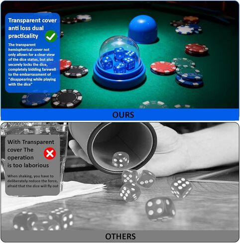 Dice Cup with Lid – 2 Pack Transparent Shaker Set with 12 Dice (Blue & Green) for Yahtzee, Farkle, Liar's Dice, Travel Board Games & Game Night Accessories in Saudi Arabia