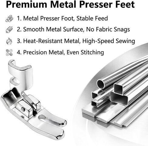 4PCS Sewing Machine Presser Feet Set, Low Shank 10mm Universal Foot Kit for Sewing, Quilting and Fabric Control, Precision Stitching Tool with Zipper Foot for Smooth and Accurate Sewing in Saudi Arabia