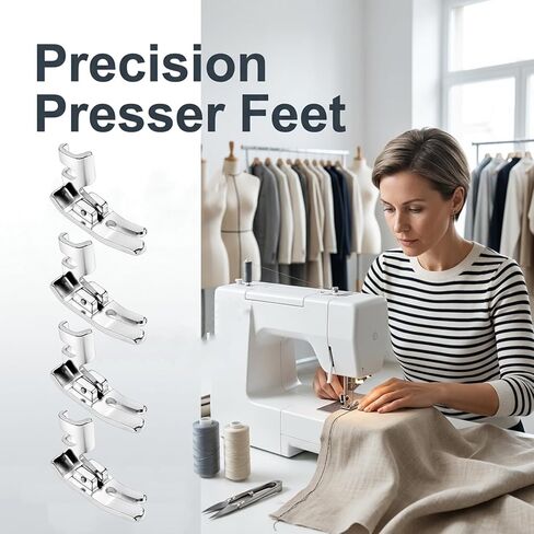4PCS Sewing Machine Presser Feet Set, Low Shank 10mm Universal Foot Kit for Sewing, Quilting and Fabric Control, Precision Stitching Tool with Zipper Foot for Smooth and Accurate Sewing in Saudi Arabia