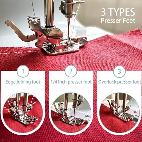 FJW 1/4 Inch Presser Foot, Edge Joining Foot and Overlock Presser Foot, 3PCS Set for Low Shank Snap-On Sewing Machines in Saudi Arabia