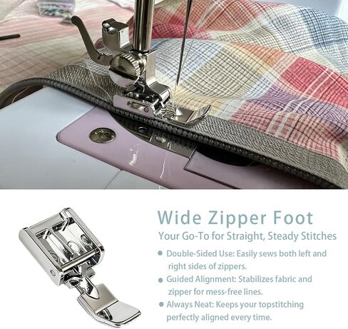 FJW Zipper Presser Foot Kit 4 Pcs - Wide, Narrow, Invisible & Single Toe Zipper Feet for Most Low Shank Snap-On Sewing Machines in Saudi Arabia
