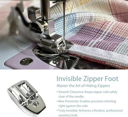 FJW Zipper Presser Foot Kit 4 Pcs - Wide, Narrow, Invisible & Single Toe Zipper Feet for Most Low Shank Snap-On Sewing Machines in Saudi Arabia