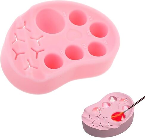 Silicone Nail Art Palette Multi-Function Polish Gel Mixing Tray Silicone Nail Stamping Plates Foundation Eyelash Painting Gels Palette for Cosmetics Brow Makeup Tool(Pink) in Saudi Arabia