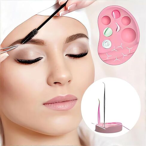Silicone Nail Art Palette Multi-Function Polish Gel Mixing Tray Silicone Nail Stamping Plates Foundation Eyelash Painting Gels Palette for Cosmetics Brow Makeup Tool(Pink) in Saudi Arabia