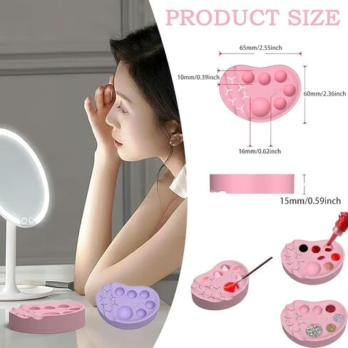 Silicone Nail Art Palette Multi-Function Polish Gel Mixing Tray Silicone Nail Stamping Plates Foundation Eyelash Painting Gels Palette for Cosmetics Brow Makeup Tool(Pink) in Saudi Arabia