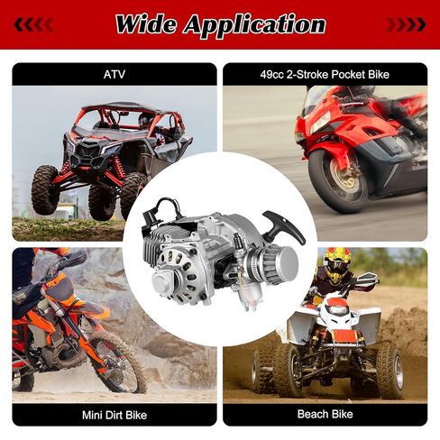 طقم محرك 49CC/50CC، محرك سحب ثنائي الأشواط، محرك الدراجة الترابية، اسطوانة واحدة، محرك محرك لدراجة الجيب مع تبريد هوائي، مجموعة كاملة من المحرك الصغير للسكوتر، ATV in Kuwait