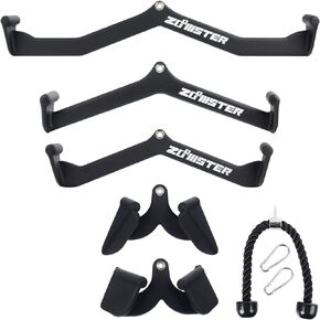 LAT Pulldown Bars Cable Machine Attachment, Rowing T-bar V-bar Set with Tricep Pulldown Rope, Back Strength Training Handle Grips for Cable Machine Rowing Machine in Kuwait