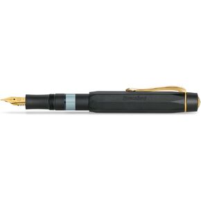 Kaweco PISTON SPORT AL Black/Gold Solo I Classic Aluminium Fountain Pen for Ink Bottles with Transparent Ink Window in Nostalgic Box I Exclusive Piston Filler 13 cm I Nib: M (Medium)