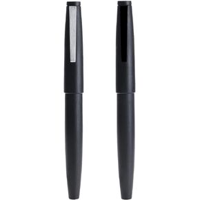 2 PCS Jinhao 80 Brushed Carbon Fiber Fountain Pen with Ink Converter, Iridium Fine Nib Writing Pen Set, Black ( Black Clip+Silver Clip)