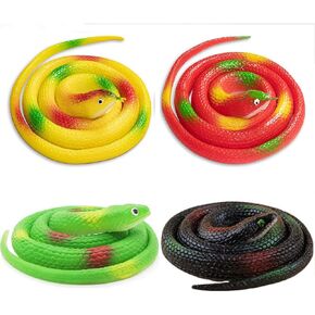 Realistic Rubber Snakes to Scare Birds Away - 4 pcs Fake Snakes Toys 29.5inch for Garden Props to Keep Birds Away, Scare Squirrels, Mice, Pranks April Fool's Day & Halloween Decoration