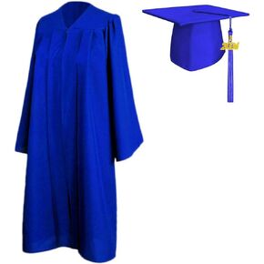 Unisex-Adult's Matte Graduation Gown Cap with Tassel 2023,Royal Blue Size 45 Sets for High School Bachelor College Graduates Photography