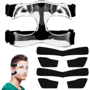 Nose Guard Face Shield for Broken Nose, Adjustable Nose Guard with Foam Padding Breathable Clear Face Mask Side Open Nose Protector from Injuries for Basketball Soccer Sports Adults Teens