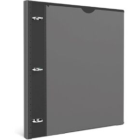Telescoping 3 Ring Binder -1PCS-Black，Flexible Round Binder with Customizable Front Cover and Clear Catalog Pocket, Holds 8.5x11 inch Paper