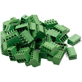 20 Sets 4Pin 3.5mm Pitch 2EDG Audio & Video Accessories Straight Pin Female and Male PCB Pluggable Terminal Block Adapters AWG28-16 Green
